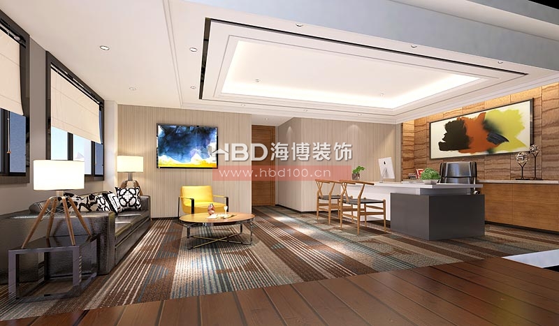 樂(lè)天房地產(chǎn)公司辦公室裝修 經(jīng)理室辦公室效果圖